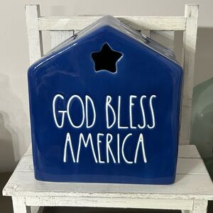 Rae Dunn Blue 'God Bless America' House Decor